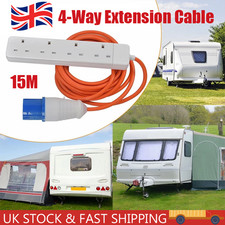 4 Gang Way 16A to UK 13A Motorhome/Camping Mains Electric Hook Up Extension Lead