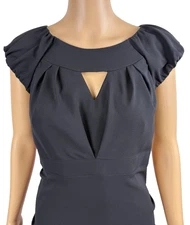 Nicole Miller Collection Black Silk Blend Dress Sz 12 Keyhole Ruched Y2k