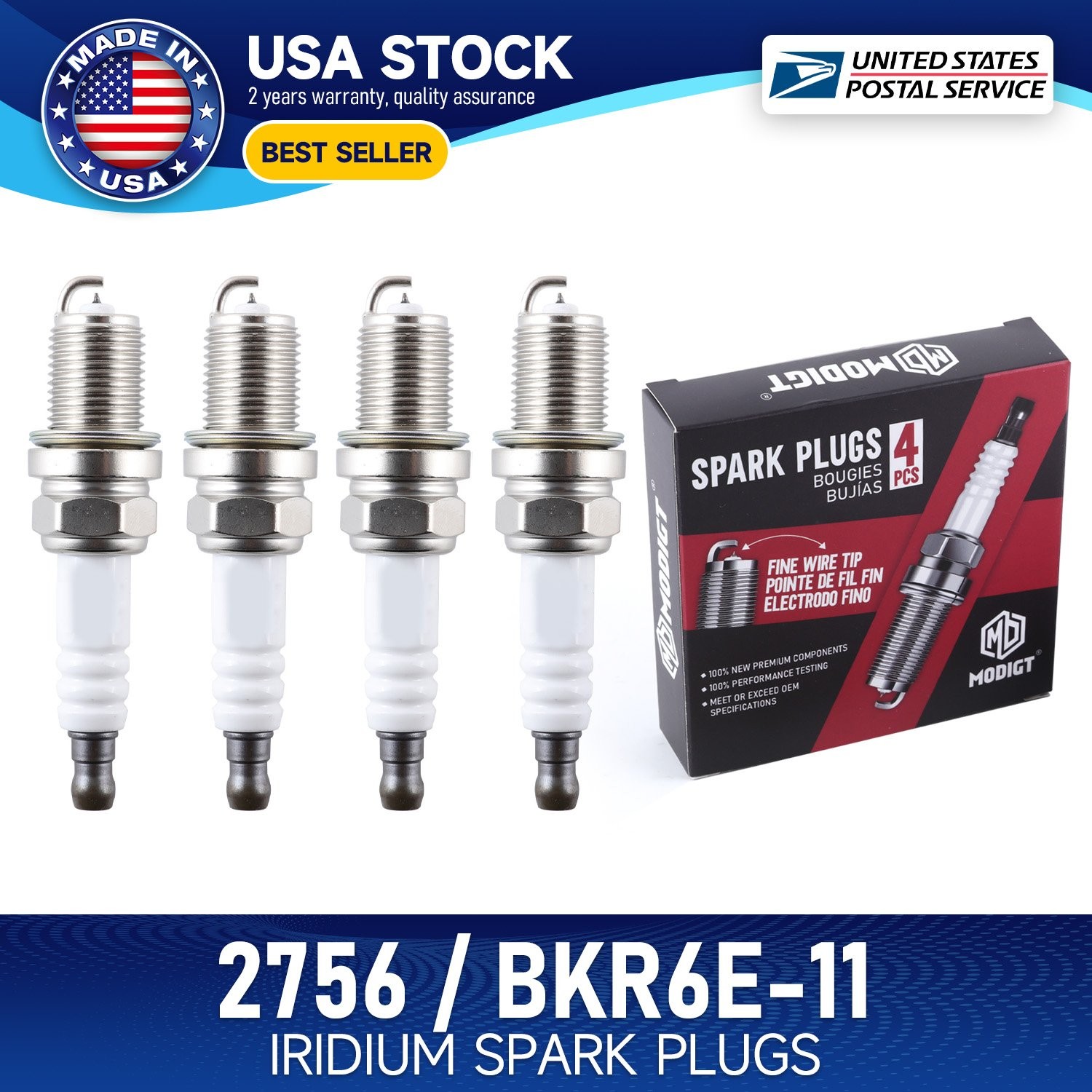 4PCS Iridium 2756 / BRK6E-11 Spark Plugs Superior For Subaru Impreza 1993-2004