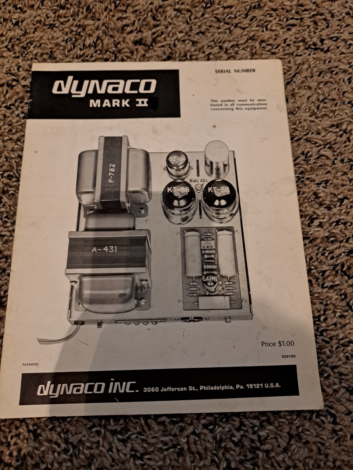 Original Dynaco Mark II 2 Instruction Manual Set Up Guide W/ Schematics