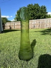 29.25” Large L E Smith Nubby Butt Swung Floor Vase 8” WIDE FAT Bottom MCM