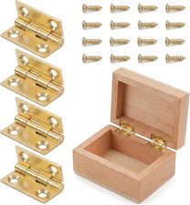 1 Inch Brass Mini Hinges 4 Pack Small Box Cabinet Door Craft Hinges Screws