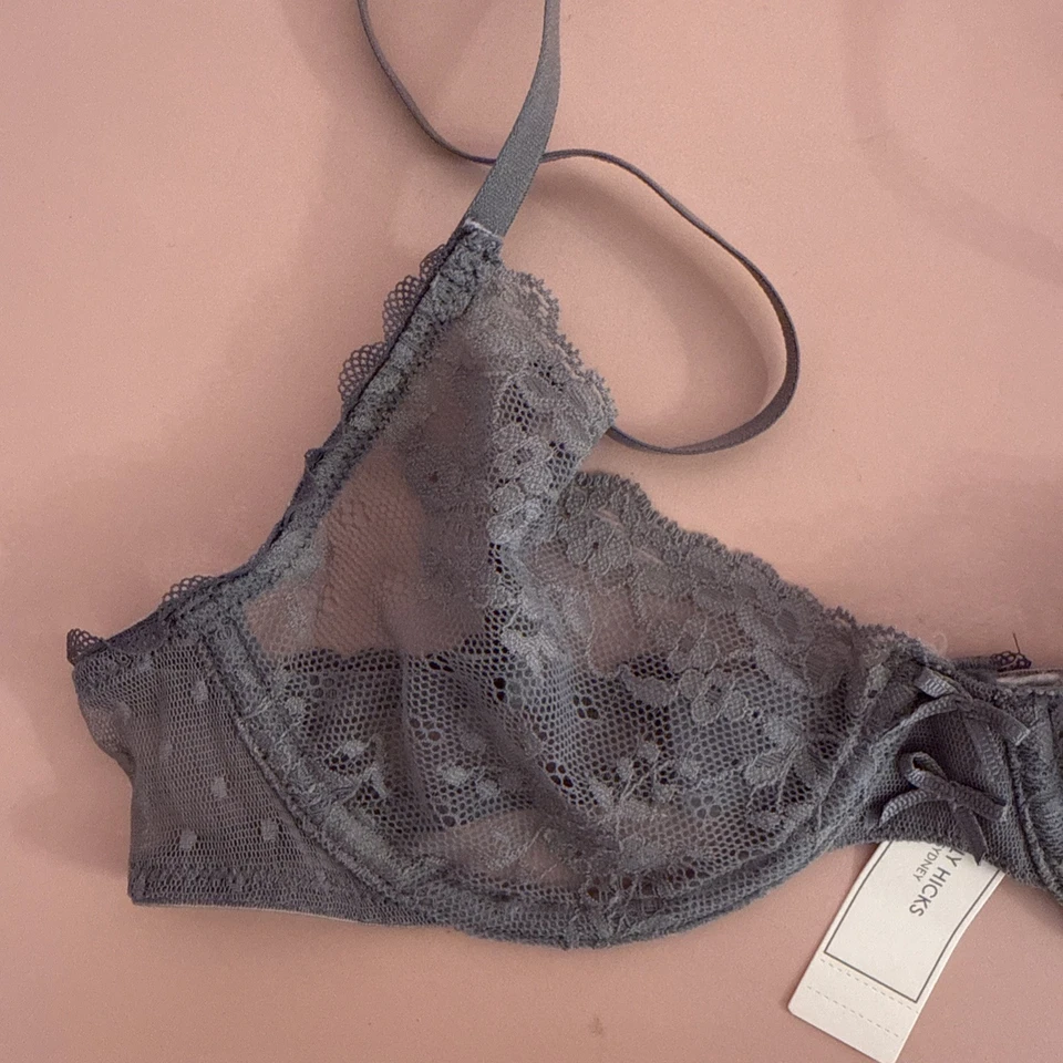 NUEVO Sujetador Balconet de Encaje Gris Gilly Hicks De Colección Para Mujer 32B Foto 3 de 4
