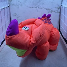 VTG 1992 Fisher Price Puffalump Dino Roar Orange Triceratops Dinosaur Plush WORK