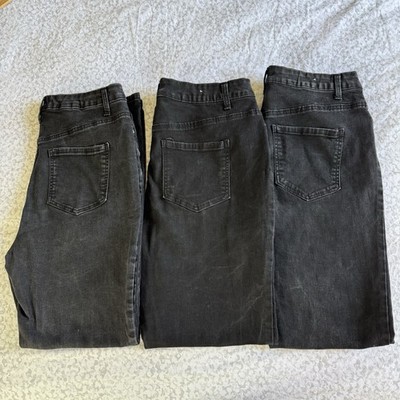 Lot 3 refuge Denim Colombia women s Jeans Black high rise curvy Waist 30  strech