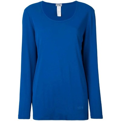 Versace A8506 Damen Top Vintage 90s Acetat Blau Size 46-de