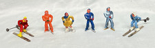 Vintage 1930s Barclay Lot of 6 Lead Winter Skiers and Ice Skaters