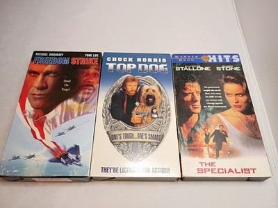 Action VHS Lot Chuck Norris Top Dog Stallone Specialist Freedom Strike...