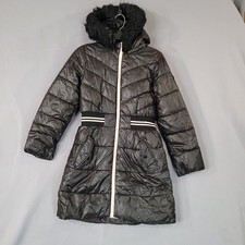 Michael Kors Girls Black Size 14 Puffer Jacket Faux Fur Hooded Coat Lined