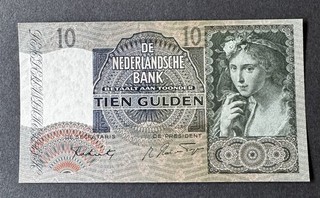 NETHERLANDS 10 GULDEN BANKNOTE 11 12 1941 P56b 2BL049087