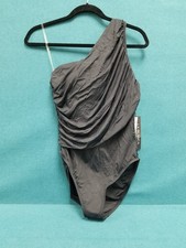 New w/ Tags La Blanca Black One Shoulder Tummy Control One Piece Swimsuit Sz. 12