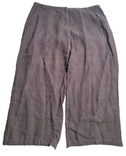 Eileen Fisher Brown Linen Crop Pants Wide Leg Women's Large