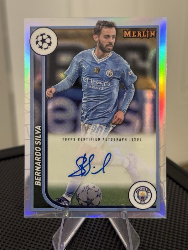 2023-24 Topps Merlin UEFA Club Competitions Bernardo Silva Auto Man City AU-BE