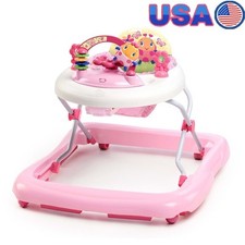 Adjustable Baby Walker W/ Activity Station Toy Lights Sounds Girls 6-12 Months