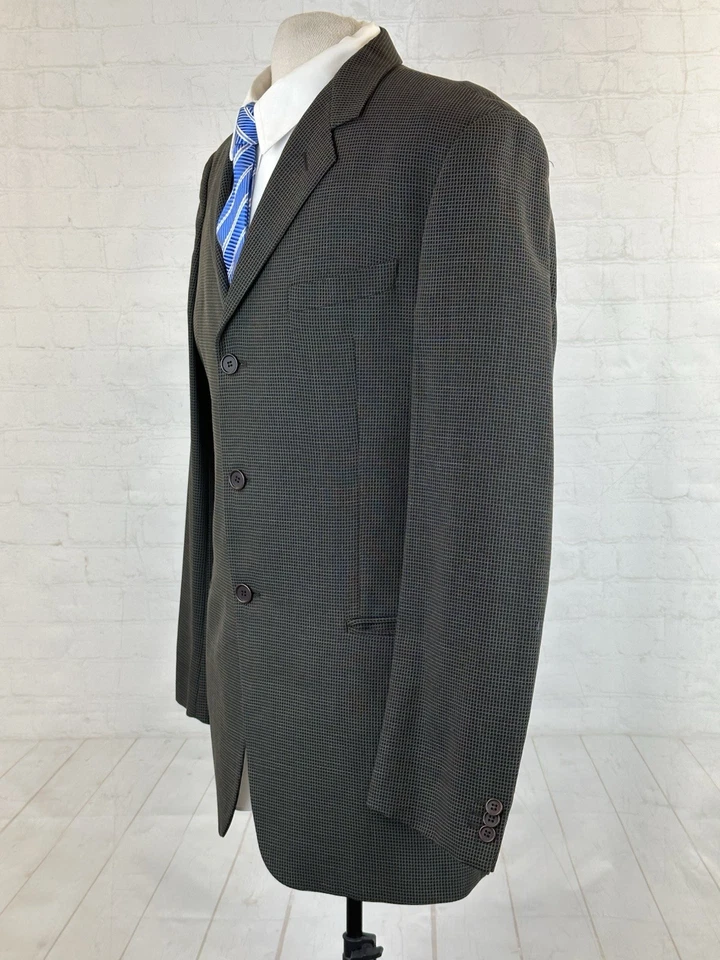 Blazer Mani By Armani EE. UU. Para Hombre Gris Marrón Lana a Cuadros 42L Tres Botones Foto 2 de 4