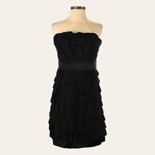 Phoebe Couture Little Black Dress Strapless Cocktail Mini Boned Bodice NWT 8