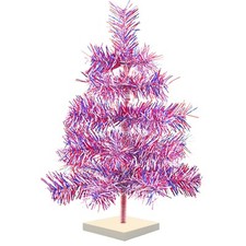 4th of July Tree Firework Tinsel Christmas Tree Red, White, & Blue 18in
