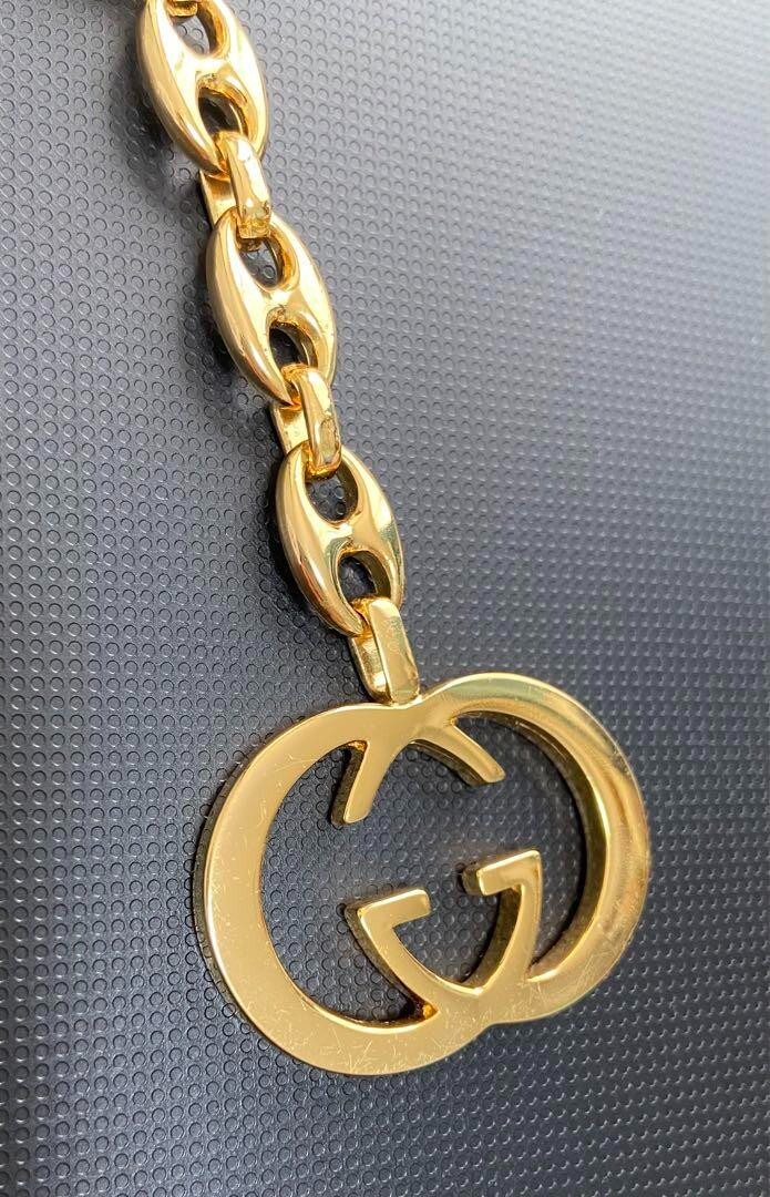 GUCCI ゴールド キーリング GUCCI Vintage GG Logo Interlocking Gold Key Chain Holder