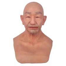 Silicone Old Mask Realistic Silicone Full HeadFace Mask Party Prop for Halloween