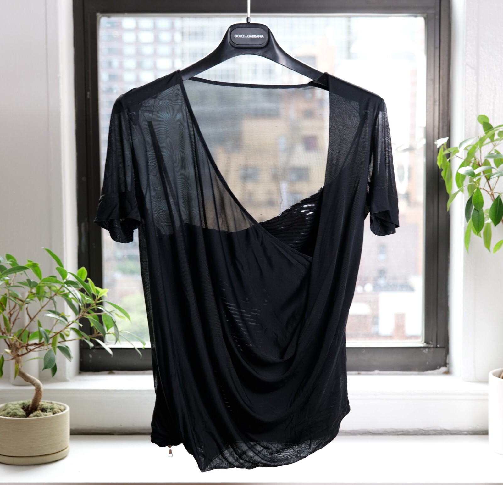 Balenciaga Vintage Black Corset T-shirt Top S/S 2007 Runway (Size S, FR38)