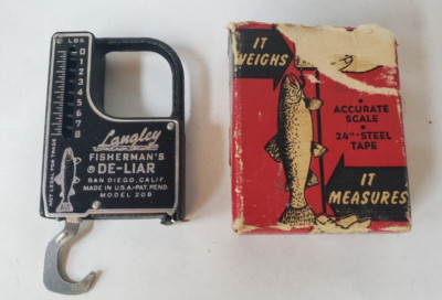 Ruban à Mesurer Vintage Langley - Fisherman's De-Liar Avec échelle 8 Lbs Pour La Pêche