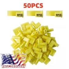 50PCS Yellow Nylon Flag Spade Terminals Right Angle 12-10AWG Crimp Connectors