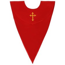 Unisex Classic V Shape Choir Solid Satin Stole with Embroidery Cross Reversib...