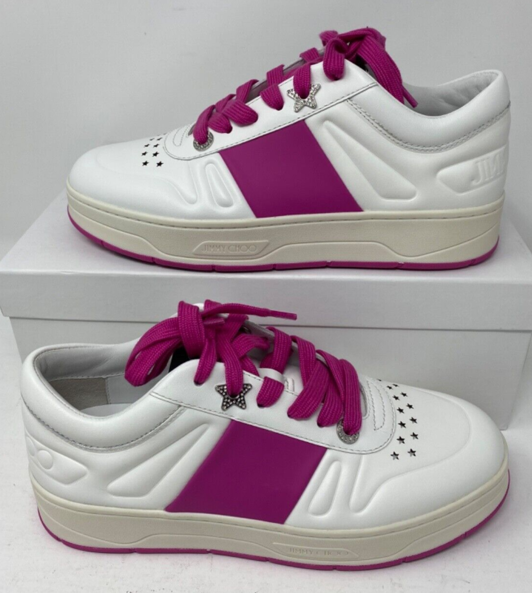 Jimmy Choo Hawaii Leather Stripe Flatform Platform Trainers