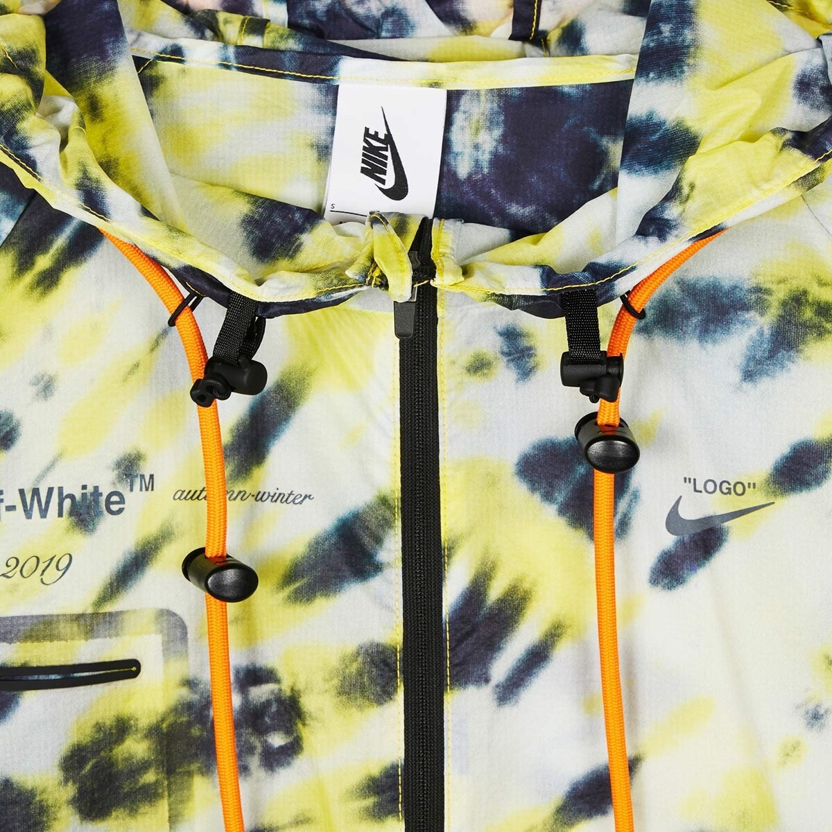 OFF WHITE X NIKE Giacca Nike x Off White Tie Dye taglia XXL bianca giallo fluorescente