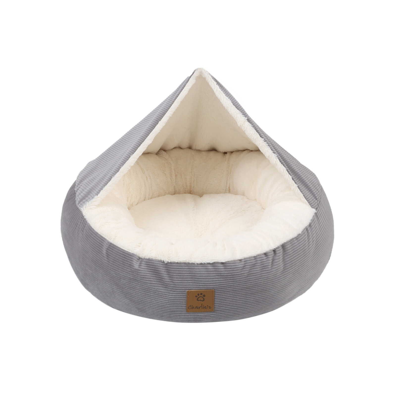 Charlie's Deluxe Hooded Pet Dog Pouch Bed Igloo Cushioned Nest Cat Dog