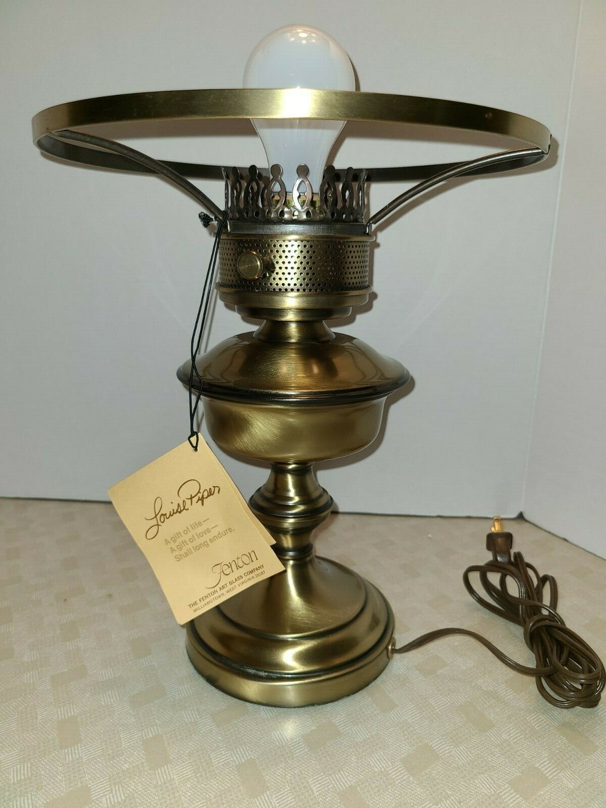 Fenton Louise Piper Reverse Painted Lamp 1978 also signed by 2 Fentons