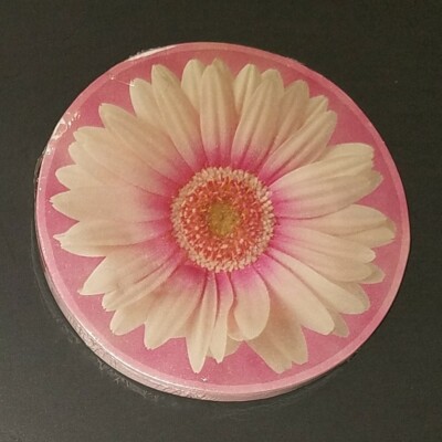 NEW Pink Daisy Round Notepad Magnet 4.5'' Circle Floral 80 Sheets