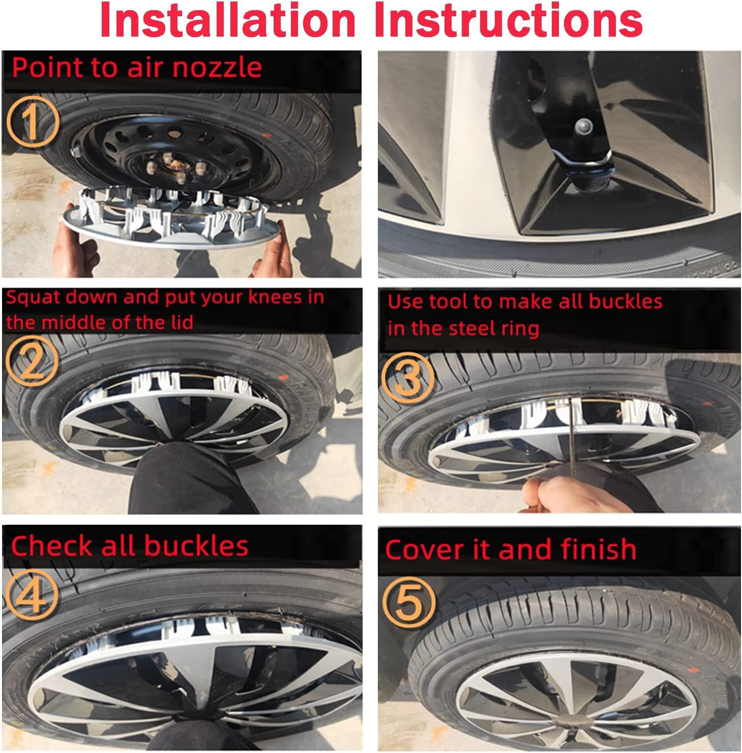 4X 16" Wheel Hubcaps Set R16 Steel Rims Cover SnapOn Silver Black For