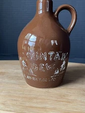 Vintage MOUNTAIN DEW Moonshine Whiskey Jug Crock Aged in the Woods Ceramic