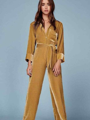 yellow velvet jumpsuit