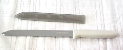 Pampered Chef COATED Stainless Serrated 8" BREAD KNIFE Nonstick Lightweight