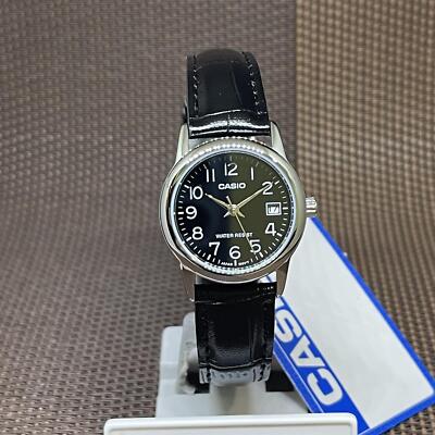 Casio LTP-V002L-1B Analog Ladies Black Dial Leather Quartz Classic Basic Watch