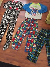 Boys Size Medium Pjs Lot One Piece Set Pants Shirt Circo Avengers Plaid