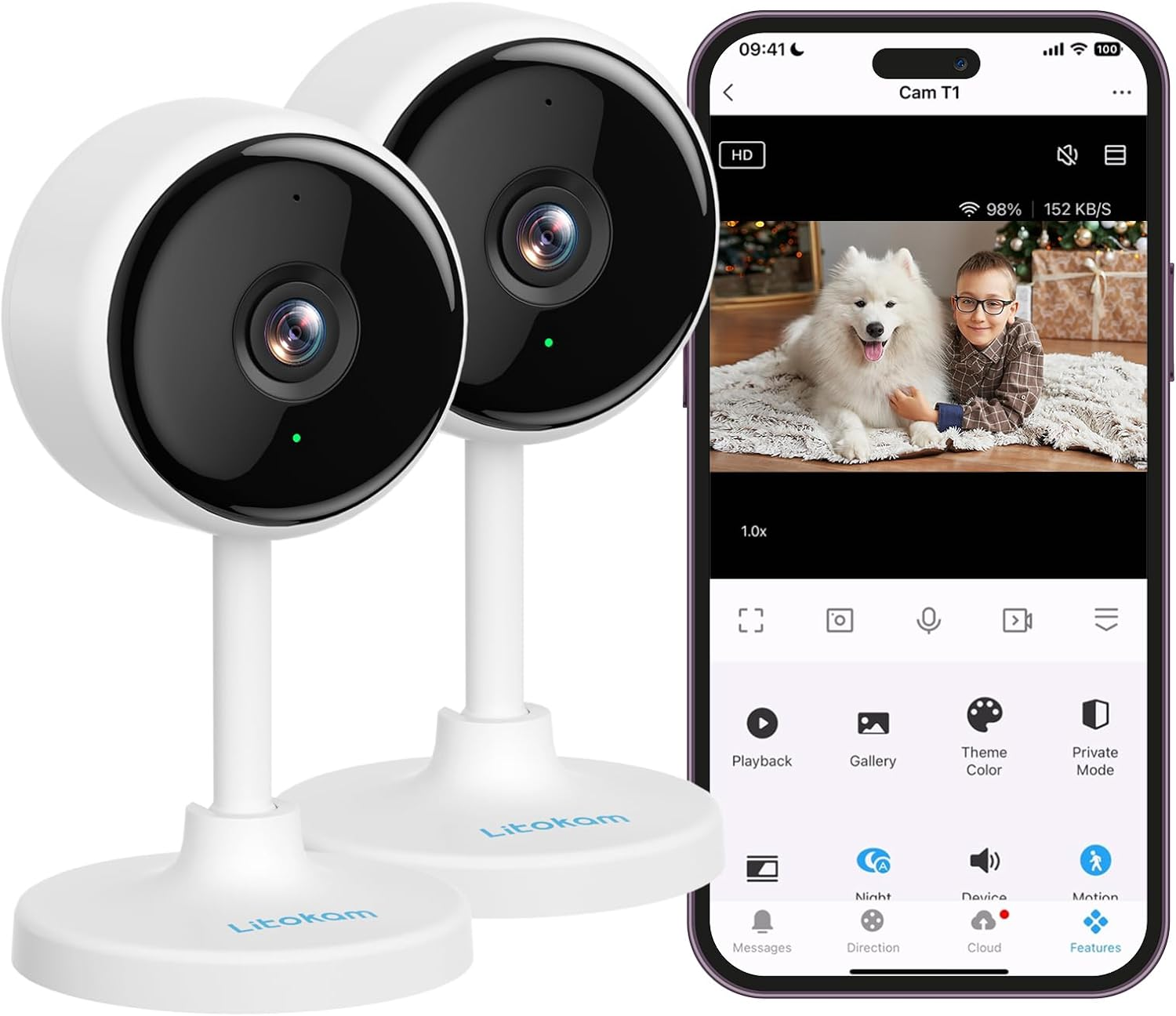 Indoor Camera, Cameras for Home Security with Night Vision, Pet Camera with P...-image
