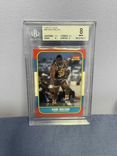 1986 Fleer Basketball Karl Malone Rookie Card BGS 8 w/ Amazing 9.5,9,9,7.5 Subs 