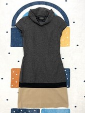 David Lawrence Sheath Dress Size 6 Cowl Neck Rayon Nylon Grey Bodycon Lined Zip