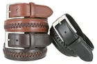 Men's Woven Laced Braided Genuine Leather Casual Jean Dress Belt 1-3/8" Wide