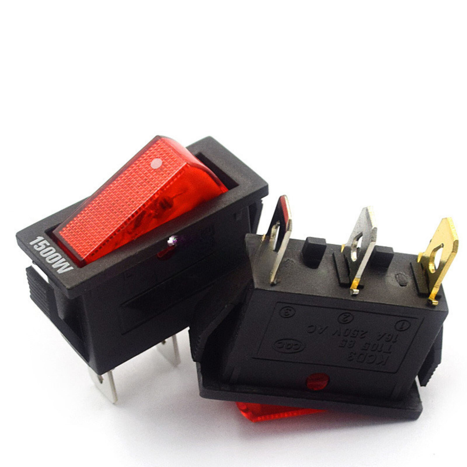 KCD3 2/3 Position Rectangular Rocker Switch 2/3 Pin ON/OFF Red Green ...