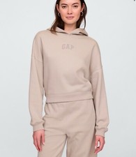 Gap Women Relaxed Mini-Logo Cropped Hoodie In Frosty morning XS-XXL Available