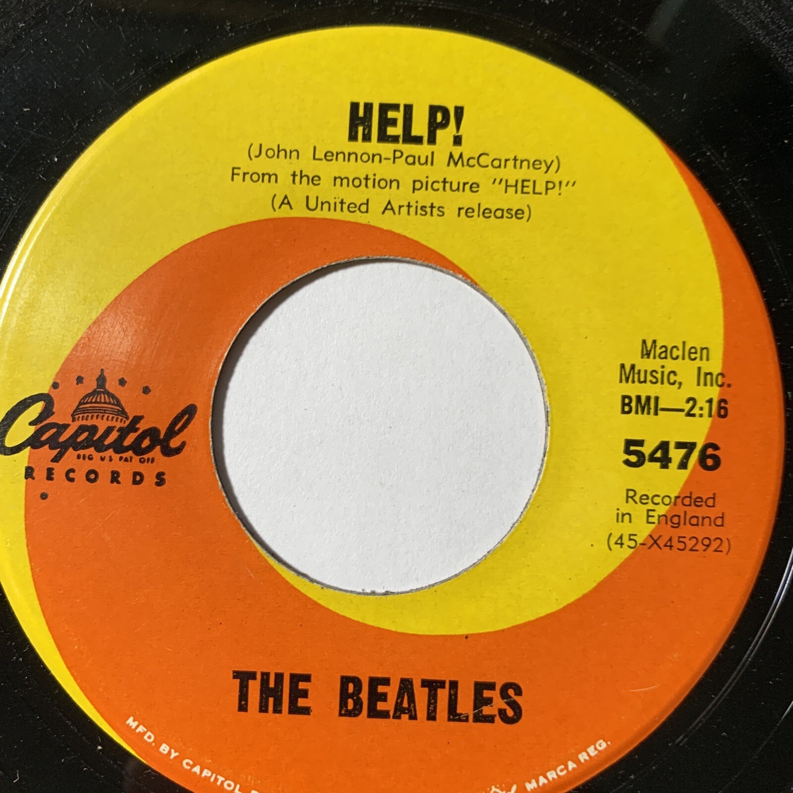 RARE 45 RPM RECORD: “Help!” / “I’m Down,” The Beatles w/ Picture Sleeve ...
