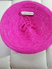 BOBBEL-TEUFEL  Neon Pink Uni  Bobbel 3-f&auml;dig Lacegarn Lurex Irise Stricken