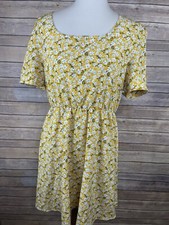 Shein Curve 0XL Floral Dress Boho Garhered Waist Twirl Short Sleeve