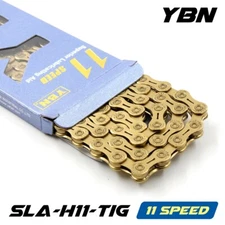  YBN SLA-H11-TIG 11 Speed Chain (Gold)116 Link SLA-H11 Campagnolo Shimano 11S