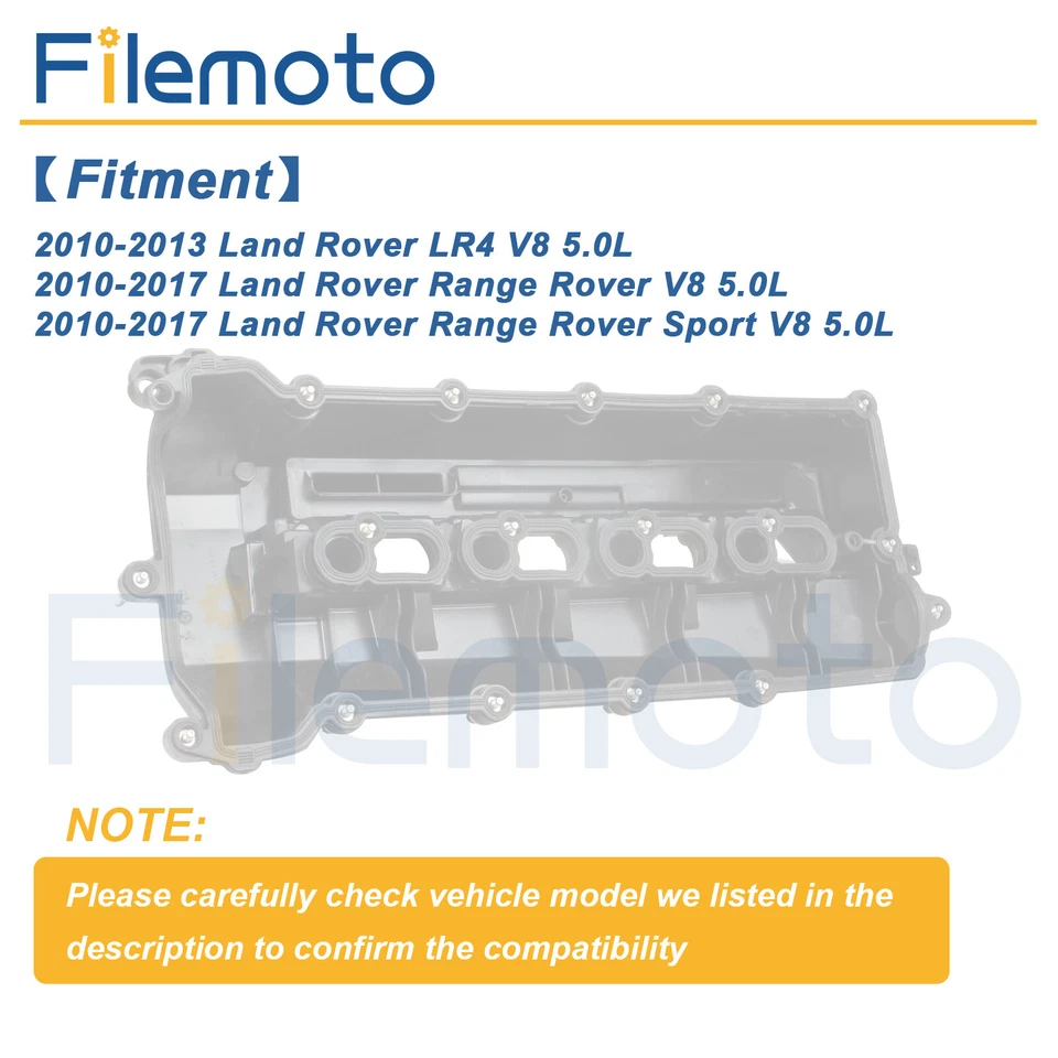 2x Valve Covers w/ Gasket +Bolts for 10-17 Land Rover Range Rover Sport LR4 5.0L - Image 3 of 4