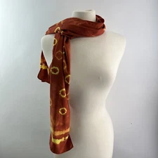 Saffron Orange Scarf Lightweight Cotton Tie Dyed 57” x 14”